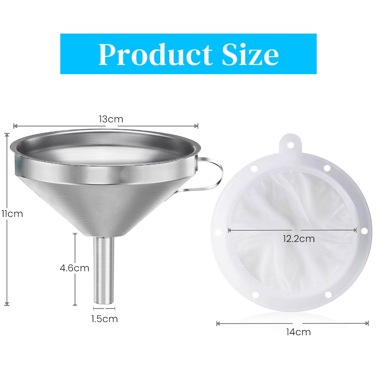 HASTHIP Kitchen Funnel 5.12 Inches Stainless Steel Funnel with 100 Mesh Strainer Food Grade Stainless Steel Funnel for Oil, Homemade Drinks, Wines, DIY Craft Making HASTHIP Kitchen Funnel 5.12 Inches Stainless Steel Funnel with 100 Mesh Strainer Food Grade Stainless Steel Funnel for Oil, Homemade Drinks, Wines, DIY Craft Making